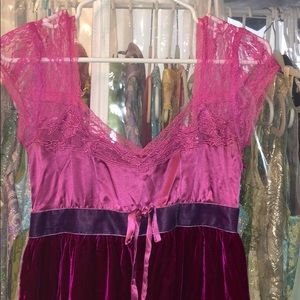 Free People Velvet and Satin Pink and Purple top